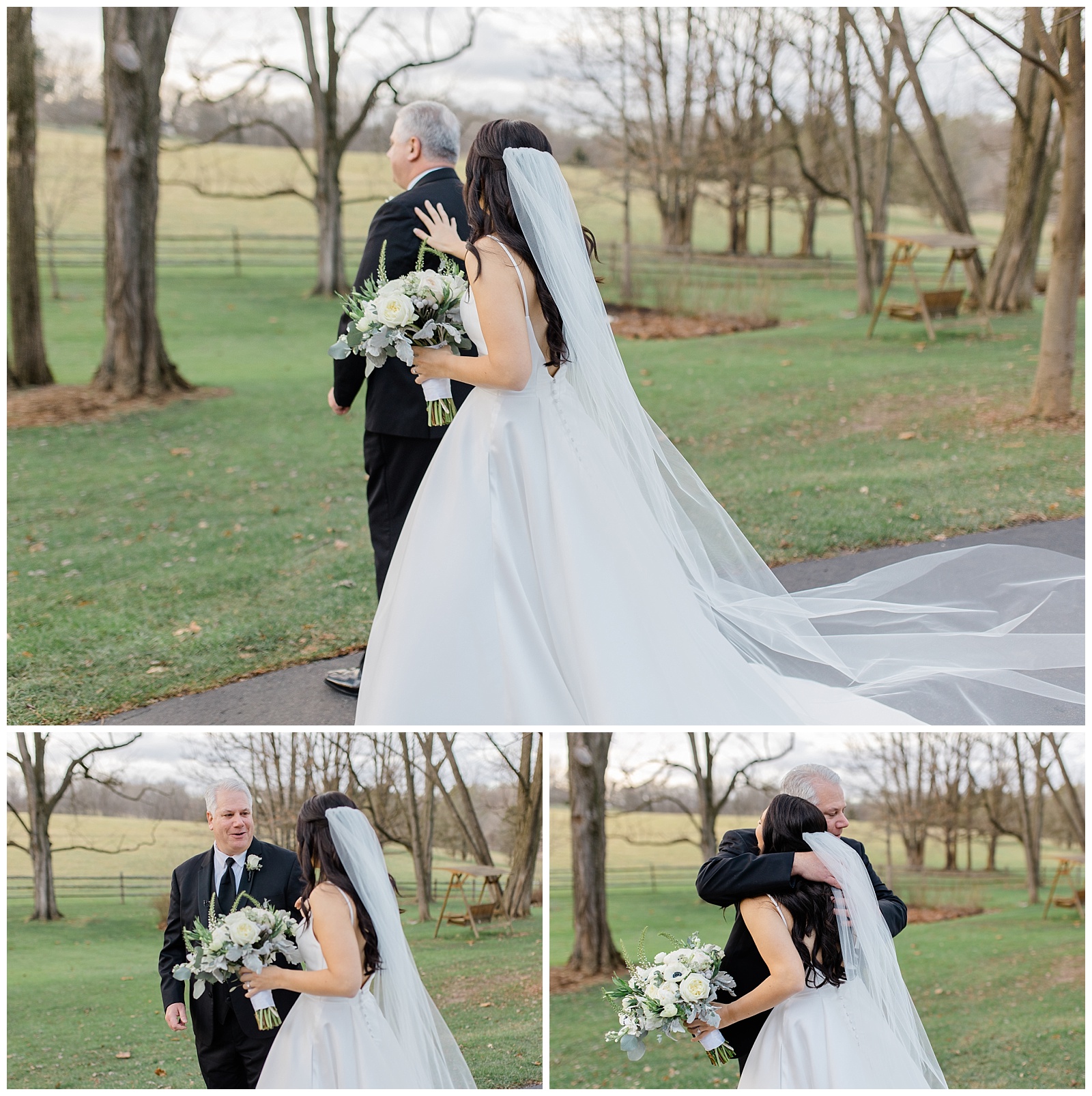 first look with the father of the bride at intimate home wedding in west chester pa