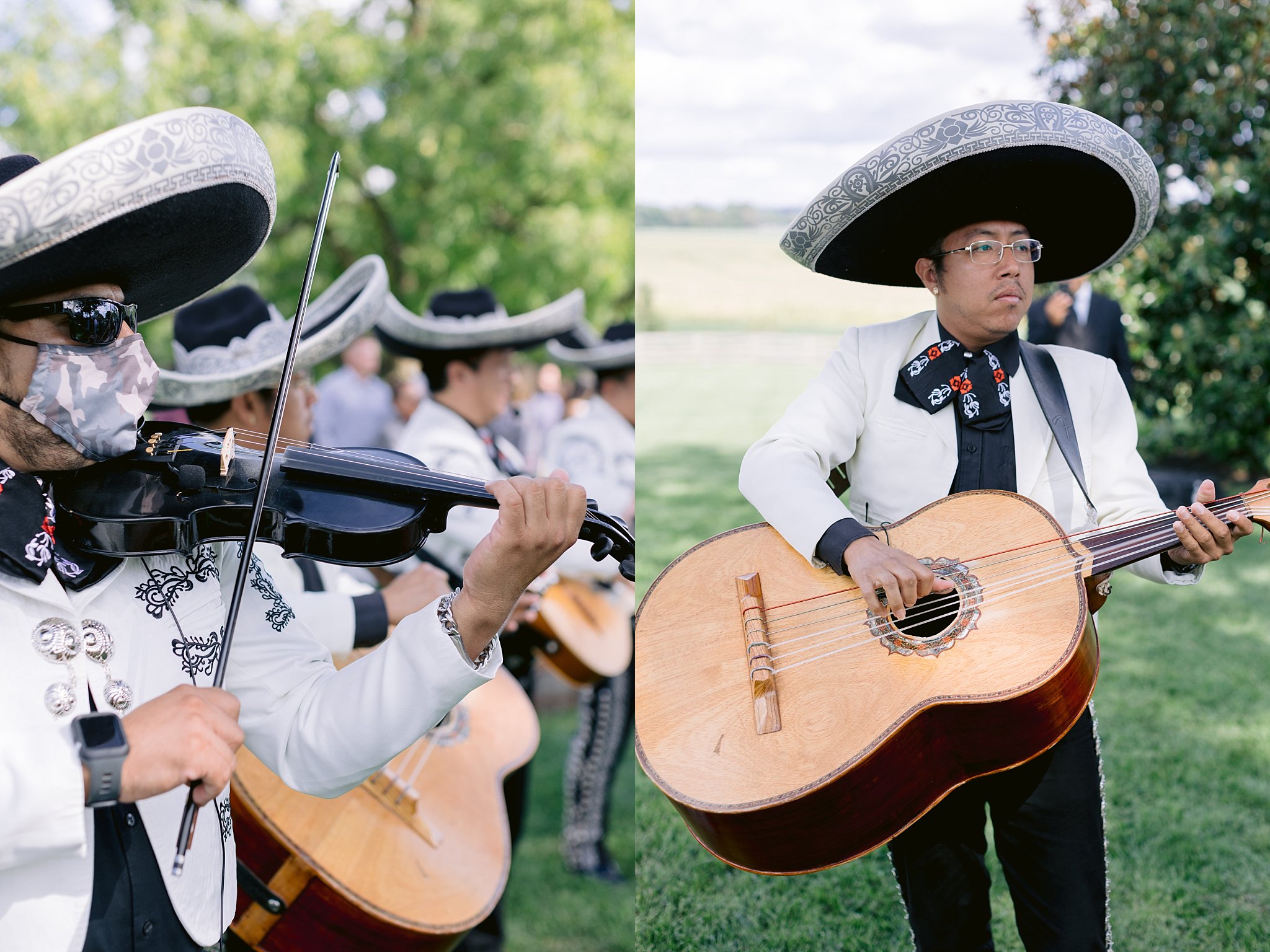 mariachi band play during wedding ceremony at walker's overlook wedding venue