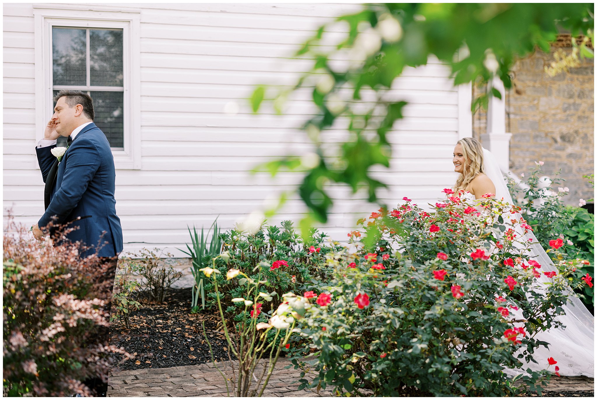 The first look between the couple begins with giggles and tears.